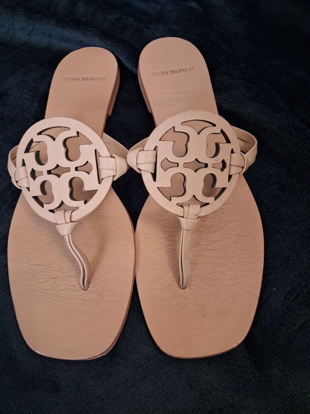 Tory Burch Square Miller Sandals Nude